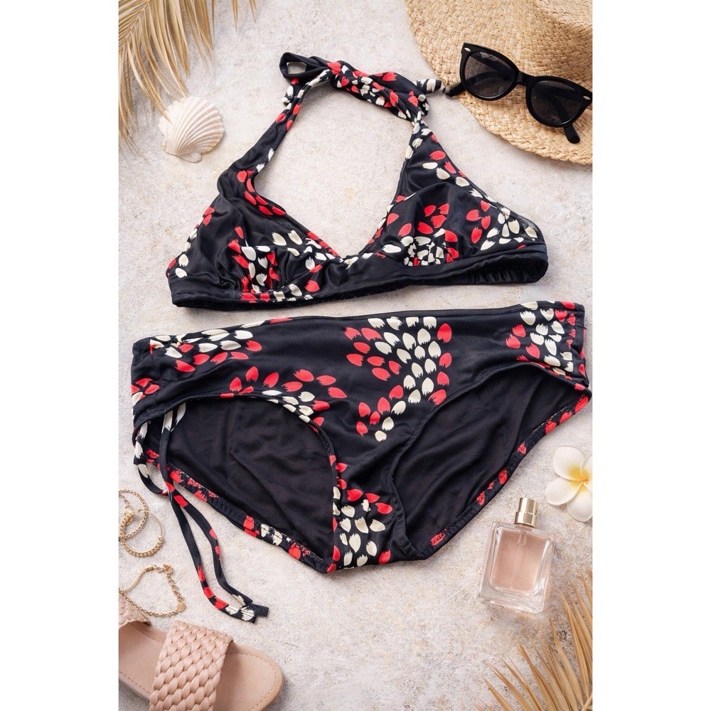 Vtg 60s 70s Catalina California USA‎ Bikini Set Floral Halter Swimsuit Size 10